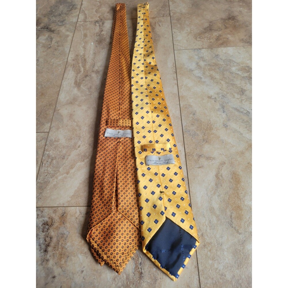 Lot Of Two Yellow & Orange Ties Made In Italy Florence Style